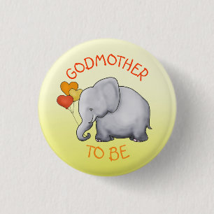 Niedliche Ballon-Elefant-Baby-Dusche Patin-Zu-Ist Button