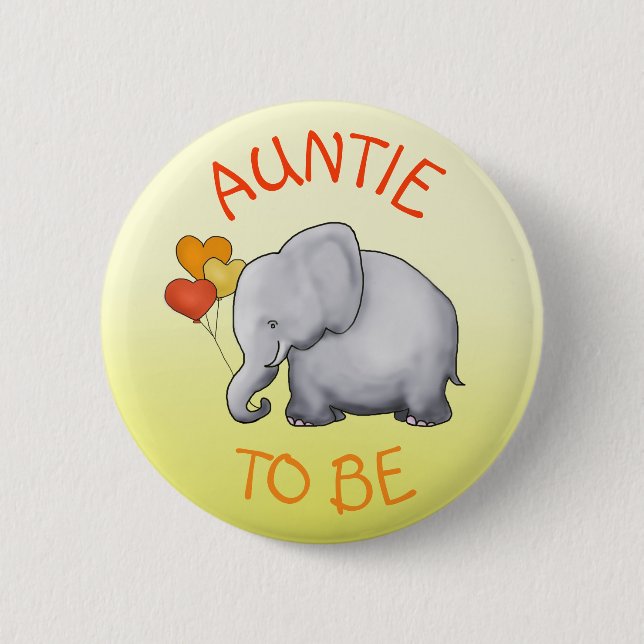 Niedliche Ballon-Elefant-Baby-Dusche Tante-zu-Ist Button (Vorderseite)