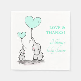 Niedliche Balloons für grünes Herz Elephant Baby D Serviette
