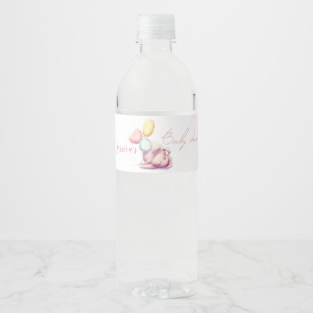 Niedliche Balloons Pink und Gold Baby Dusche (Vorderseite)