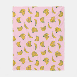 Niedliche Bananen mit rosa Hintergrund Fleecedecke