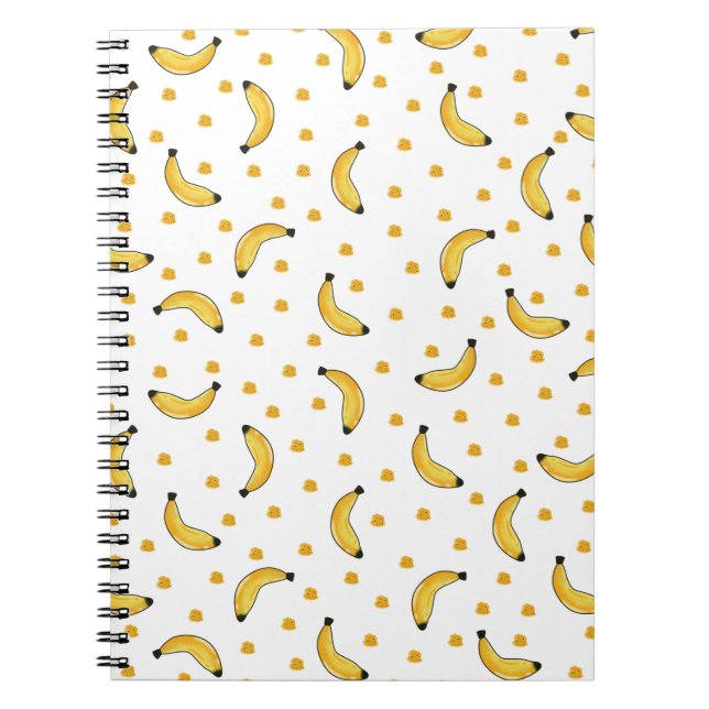 Niedliche Bananen - Nahtlos - Fruchtmuster Notizblock (Vorderseite)