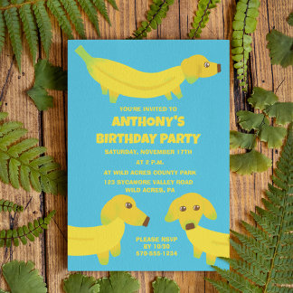 Niedliche Bananenhunde - Kundenspezifisches Party Einladung