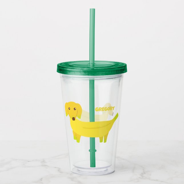 Niedliche Bananenhunde Personalisiert Acryltrinkbecher (Vorderseite)