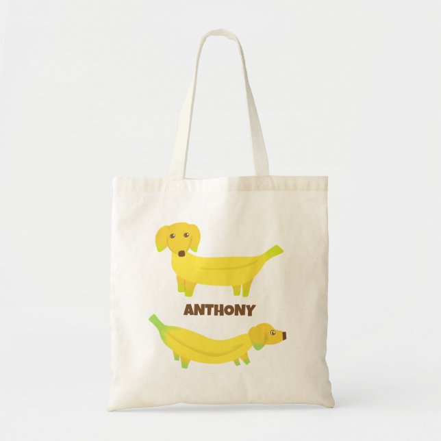Niedliche Bananenhunde Personalisiert Tragetasche (Vorne)