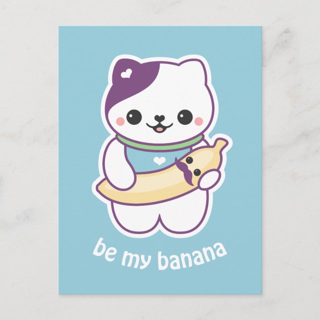 Niedliche Bananenkatze Postkarte (Vorderseite)