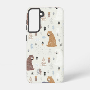 Niedliche Bären im Holzmuster Samsung Galaxy Hülle