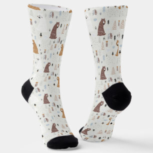 Niedliche Bären im Holzmuster Socken
