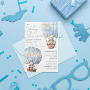 Niedliche Bären in Balloon Baby Boy Dusche Einladu Einladung