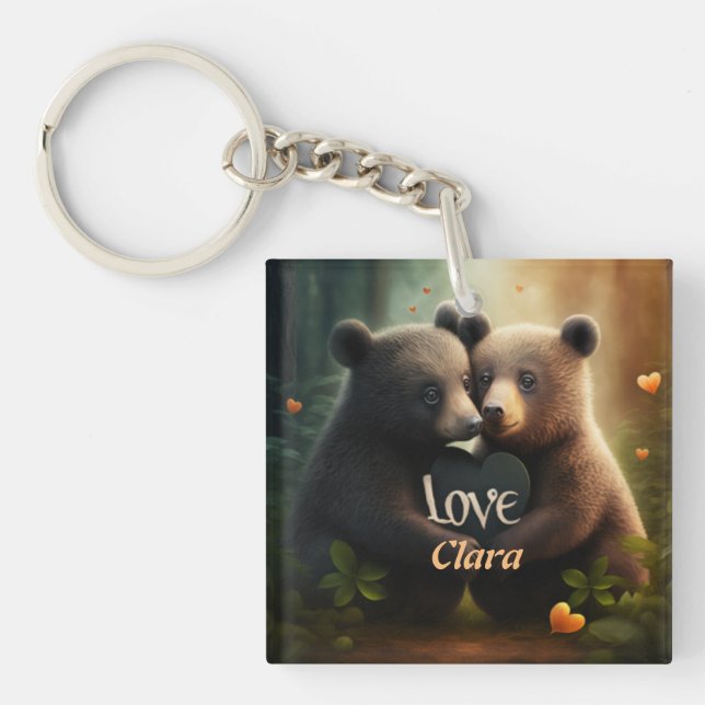 Niedliche Bären in der Liebe Schlüsselanhänger (Vorderseite)