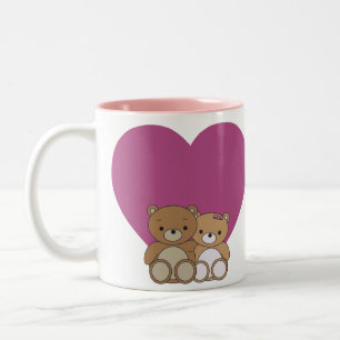 Niedliche Bären mit der Liebe-Herz-Tasse Zweifarbige Tasse