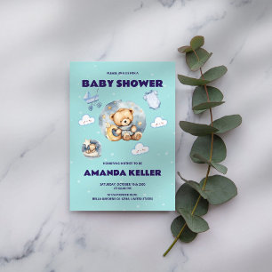 Niedliche Bären- & Moon-Babydusche Einladung