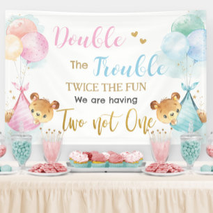 Niedliche Bären Twins Boy Girl Babydusche Hintergr Banner