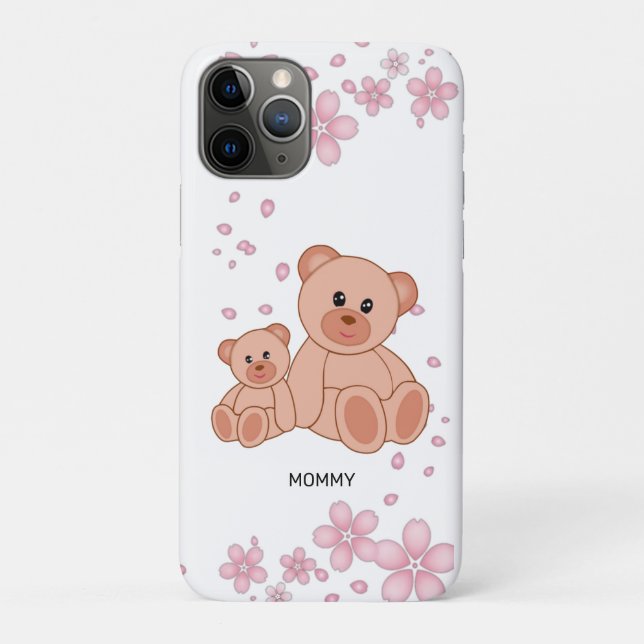 Niedliche Bären und rosa Blume Case-Mate iPhone Hülle (Rückseite)