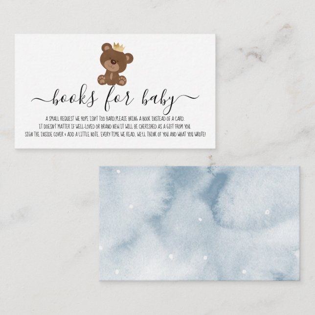 Niedliche Bärenbücher für Babydusche Begleitkarte (Vorne/Hinten)
