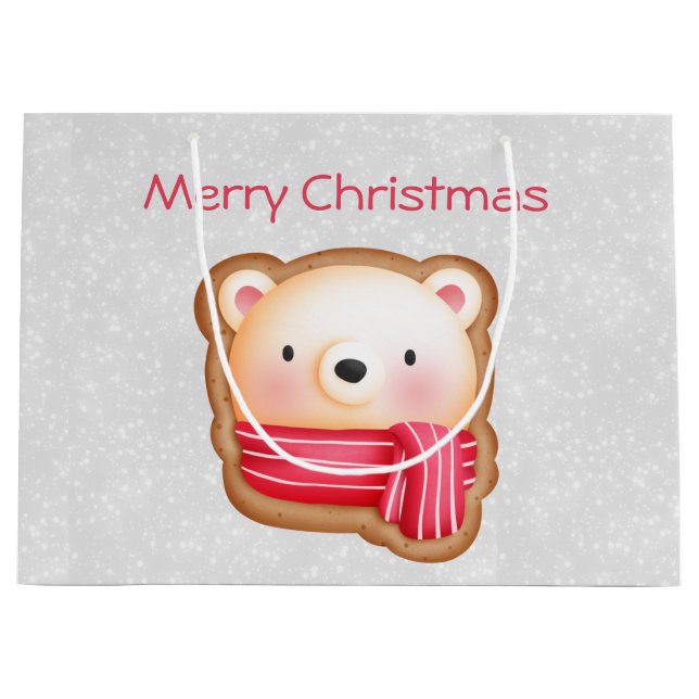 Niedliche Bärenfront Red Scarf & Rosy Cheeks Weihn Große Geschenktüte (Vorderseite)