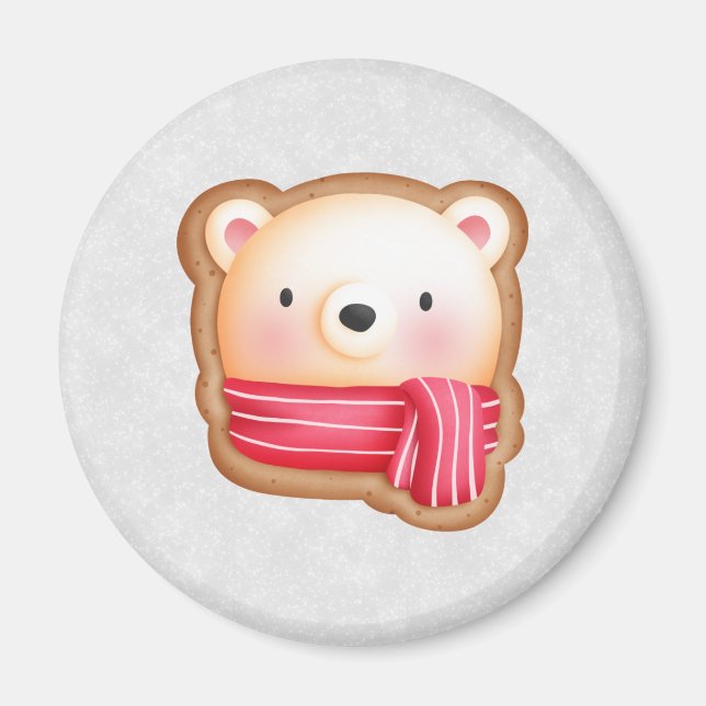 Niedliche Bärenfront Red Scarf & Rosy Cheeks Weihn Magnet (Vorne)