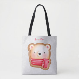 Niedliche Bärenfront Red Scarf & Rosy Cheeks Weihn Tasche
