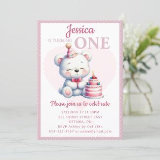 Niedliche Bärenkinder zum 1. Geburtstag Einladung