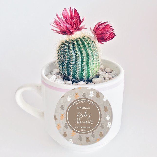 Niedliche Bärenmuster-Babydusche Runder Aufkleber (Cute Bear Pattern Baby Shower Classic Round Sticker)