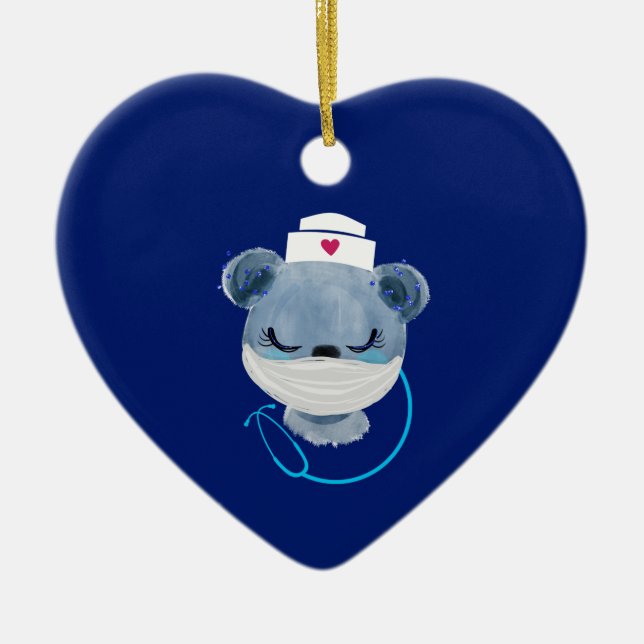 Niedliche Bärennahrung mit einer medizinischen Mas Keramik Ornament (Vorne)
