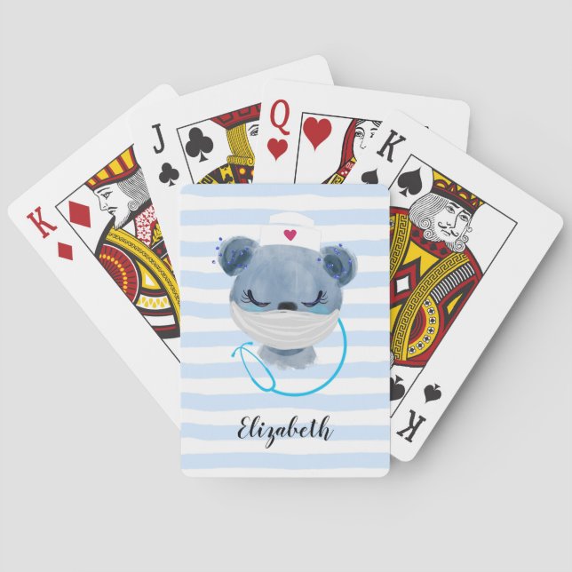 Niedliche Bärennahrung mit einer medizinischen Mas Spielkarten (Rückseite)