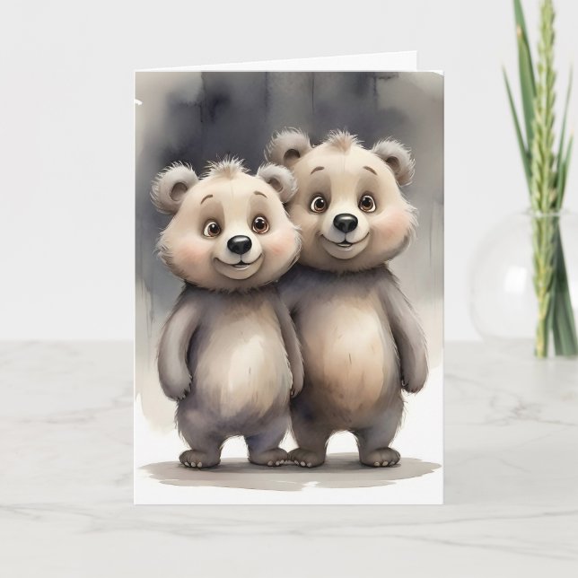 Niedliche Bärenschmuck Best Friends Buddies Portra Karte (Vorderseite)