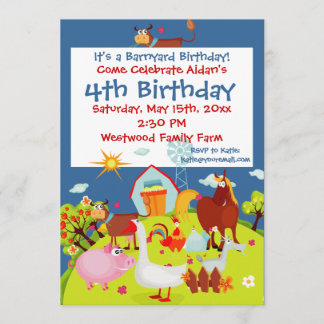 Niedliche Barnyard Farm Animals Geburtstag Einladu Einladung