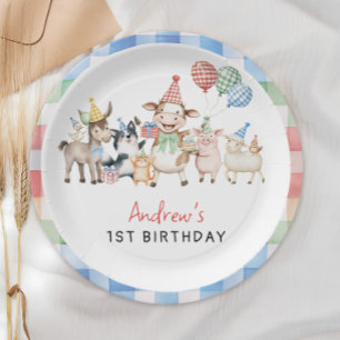Niedliche Barnyard Farm Animans Geburtstag Pappteller