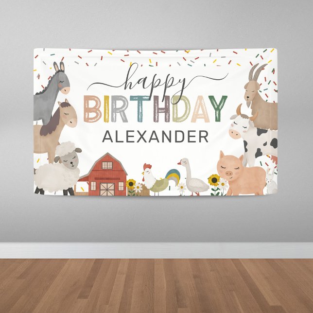Niedliche Barnyard Farm Geburtstag Banner (Von Creator hochgeladen)