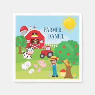 Niedliche Barnyard Tiere, Bauer, Traktor Geburtsta Serviette