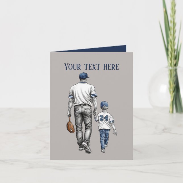 Niedliche Baseball-Vater-Sohn-Nachricht hinzufügen Karte (Vorderseite)