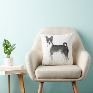 Niedliche Basenji-Hundserie in Schwarz und Weiß Kissen