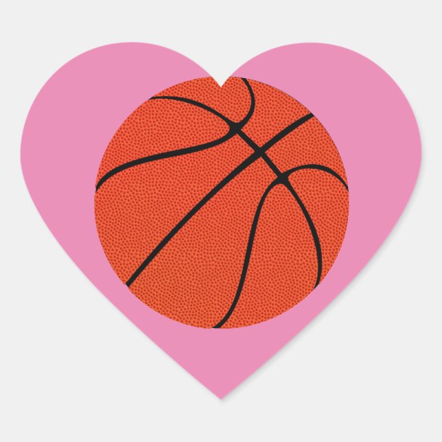 Niedliche Basketball-Farbsportarten Herz-Aufkleber (Vorderseite)