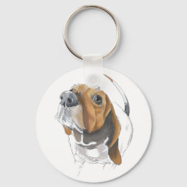 Niedliche Basset Hound Liebhaber Nah Up Schlüsselanhänger