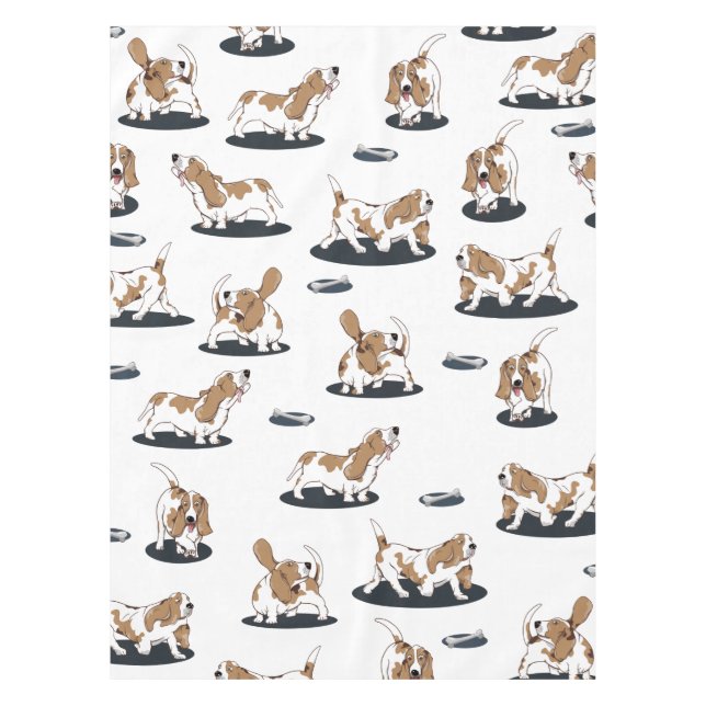 Niedliche Basset Hounds Tischdecke (Vorderseite)