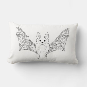 Niedliche Bat Minimallinie Kunst Modernes Hallowee Lendenkissen