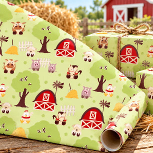 Niedliche Bauernhof Freunde Stalltiere Kinder Gebu Geschenkpapier