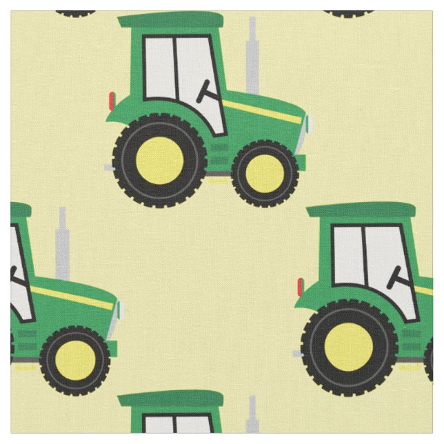 Niedliche Bauernkinder Traktor gelb Stoff (Nahaufnahme)