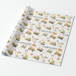 Niedliche Baufahrzeuge Junge Geburtstag Geschenkpapier
