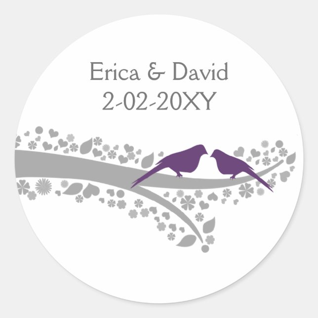 niedliche Baum lila Liebling Gastgeschenk Hochzeit Runder Aufkleber (Vorderseite)