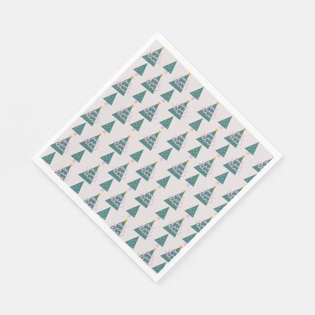 Niedliche Baumdoodles Rosa Grün Serviette (Ecke)