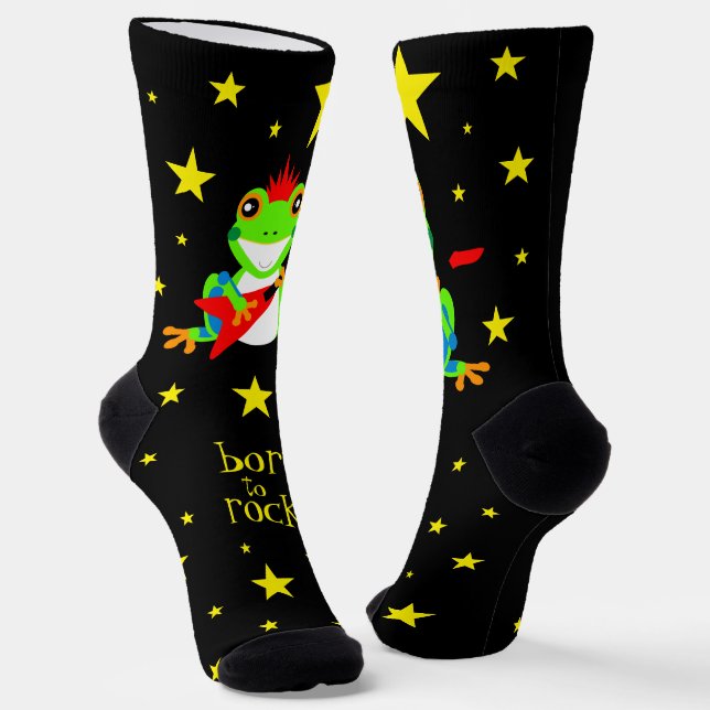 Niedliche Baumfrösche Rockin' Red Guitars Socken (Gewinkelt)