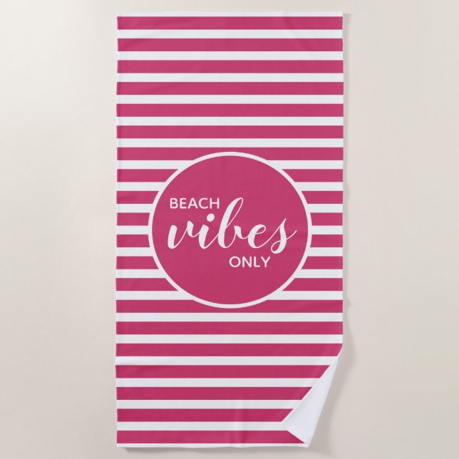 Niedliche Beach Vibes nur rosa, weiß gestrichen Mo Strandtuch (Vorderseite)