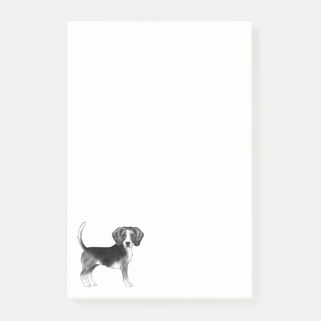 Niedliche Beagle-Hunde-Illustration in Schwarzweiß Post-it Klebezettel (Vorderseite)