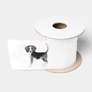 Niedliche Beagle-Hunde-Illustration in Schwarzweiß Satinband