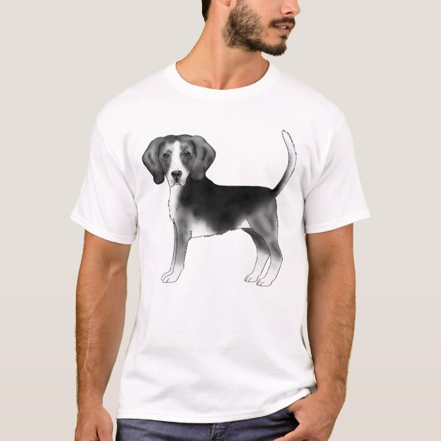 Niedliche Beagle-Hunde-Illustration in Schwarzweiß T-Shirt (Vorderseite)