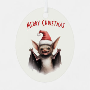 Niedliche Beängstigende Bat Weihnachtsmannmütze Ro Ornament Aus Metall