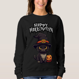 Niedliche Beängstigende Schwarze Katze mit Pumpkin Sweatshirt