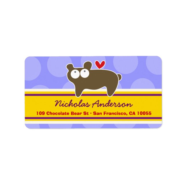 Niedliche Bear-Adressetiketten für Whimsical Carto Adressaufkleber (Vorne)